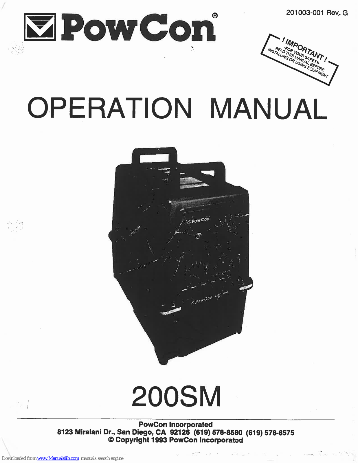 PowCon 200SM Operation Manual