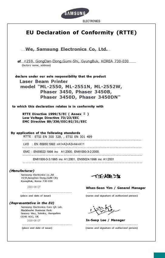 Samsung ML-2550, ML-2555G, ML-2551N, ML-2552W, ML-2557 User Manual