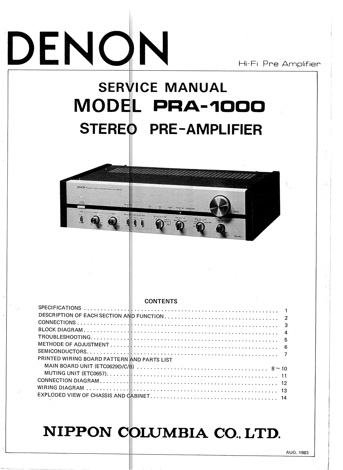 Denon PRA-1000 Service Manual
