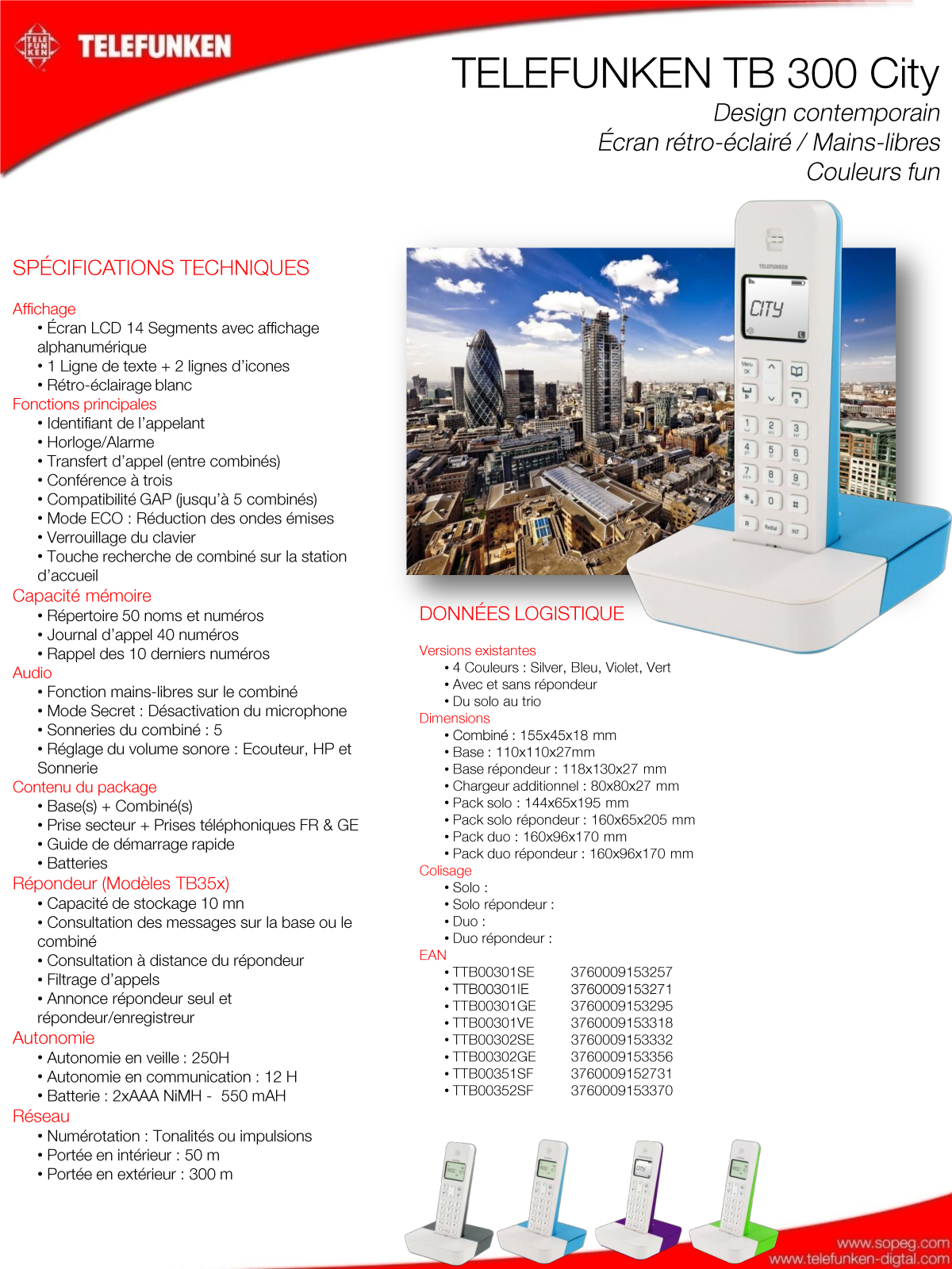 Telefunken TB 300 product sheet