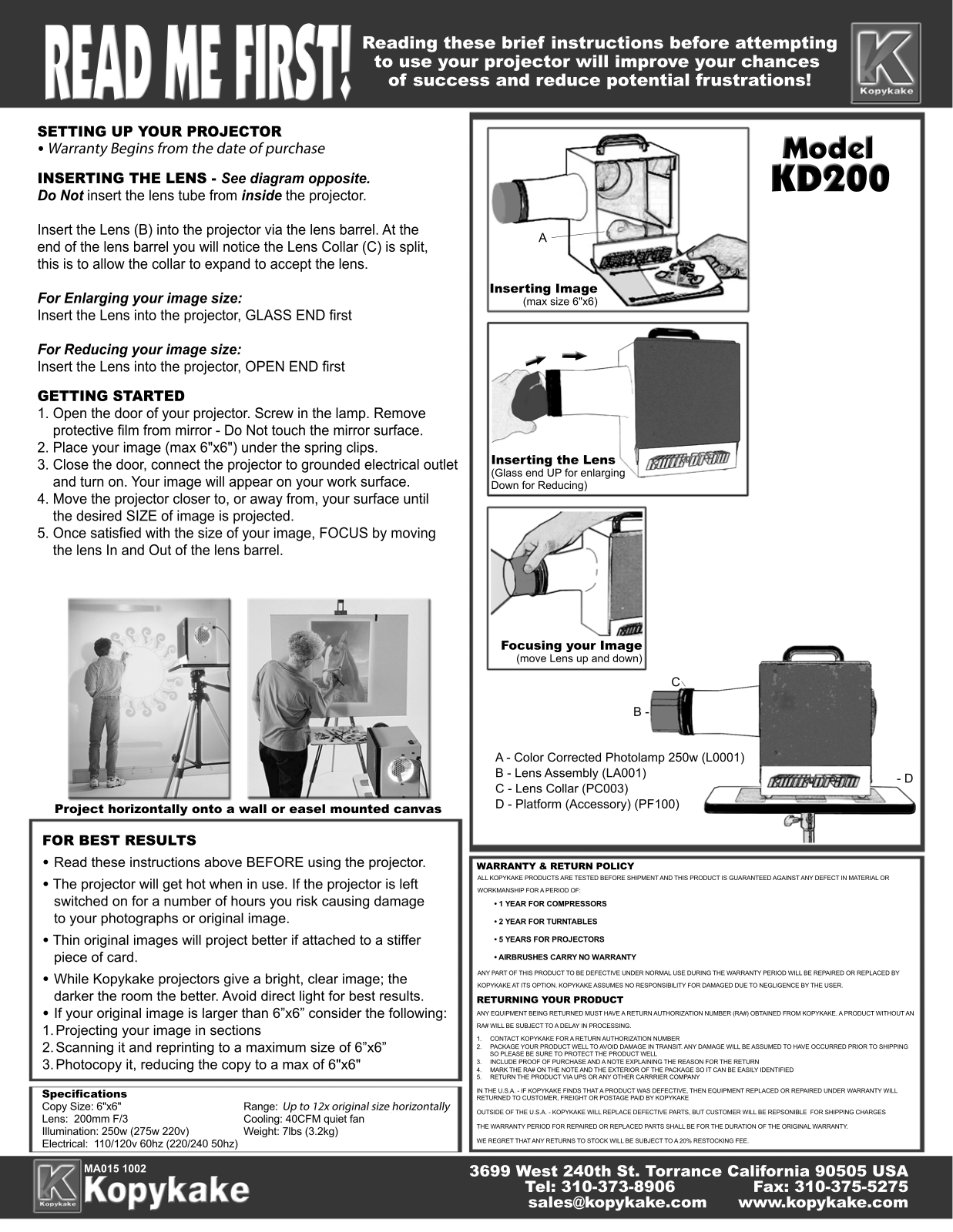 Kopykake KD200 Installation  Manual