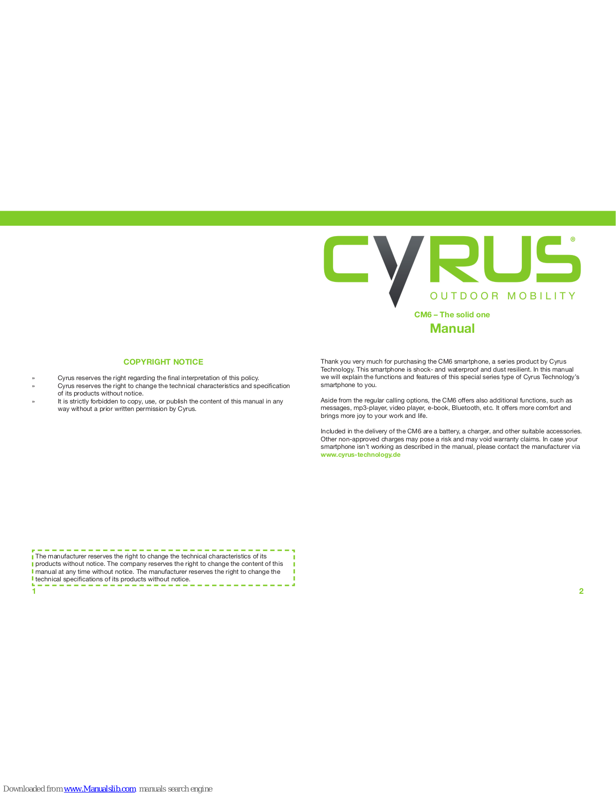 Cyrus CM6 User Manual