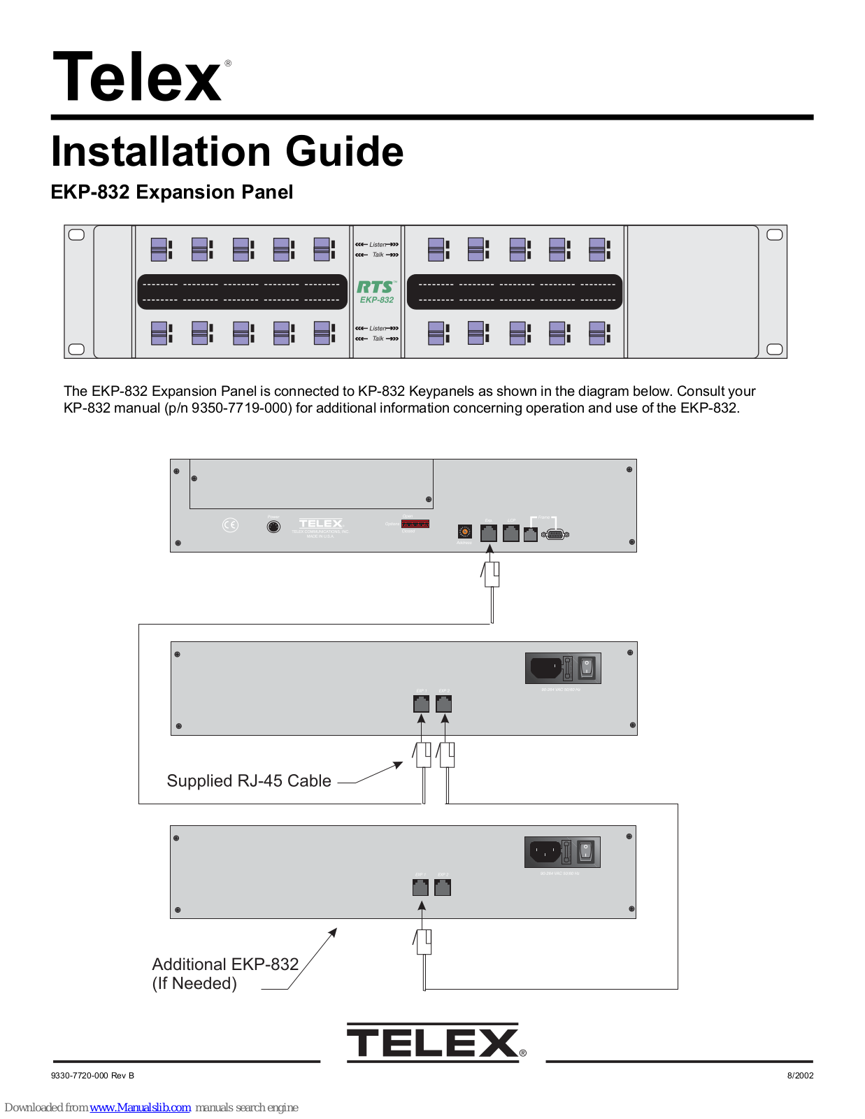 Telex EKP-832, KP-832, RTS EKP-832 Installation Manual