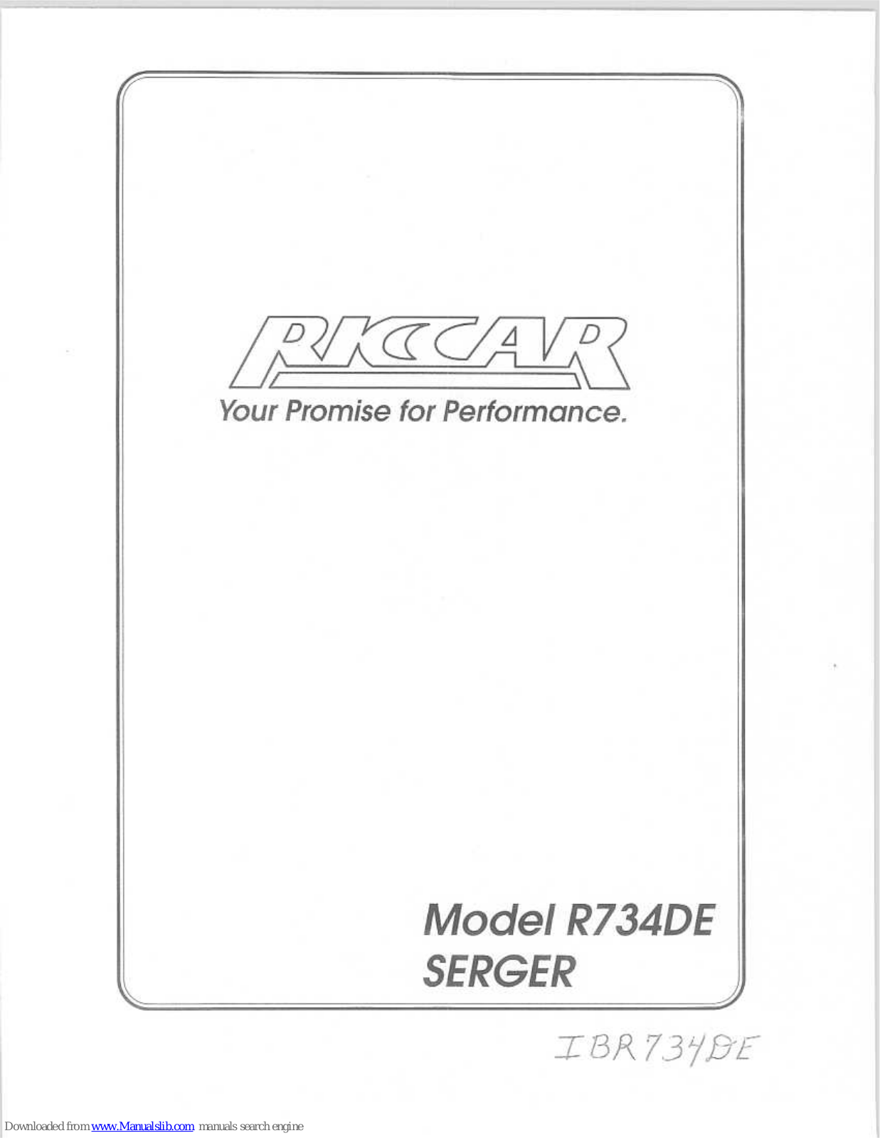 Riccar R734DE Serger Instruction Manual