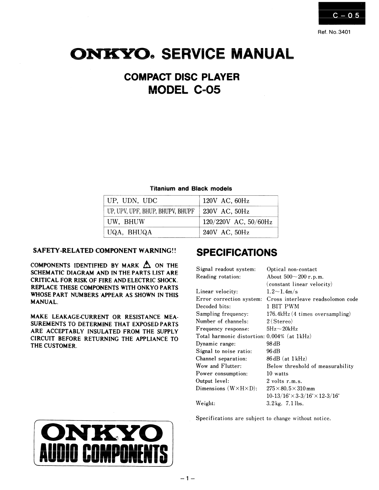 Onkyo C-05 Service manual