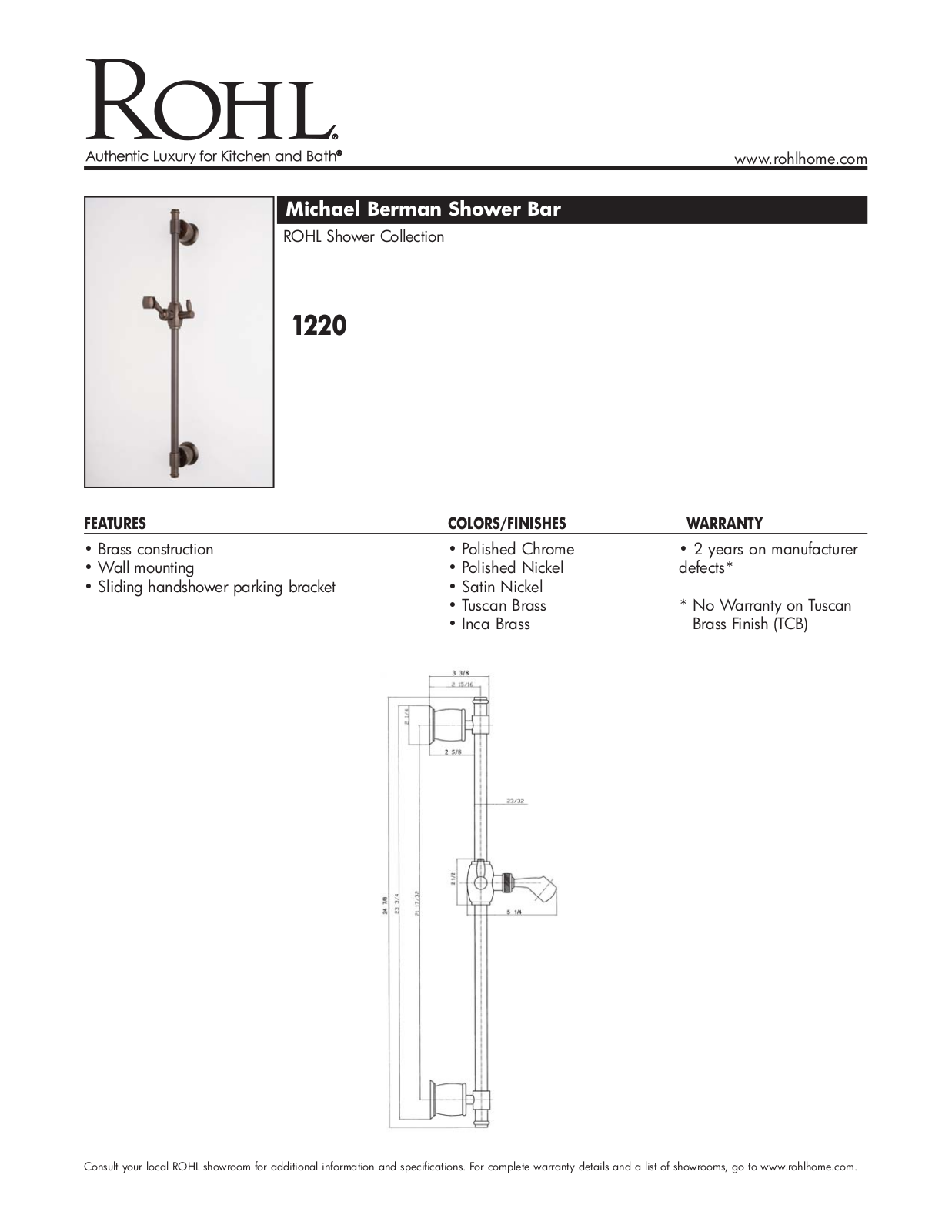 Rohl 1220TCB User Manual