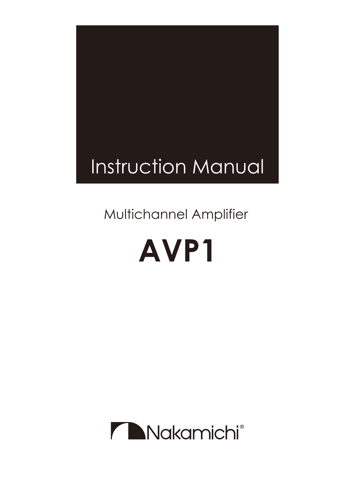 Nakamichi AVP1 Owners Manual