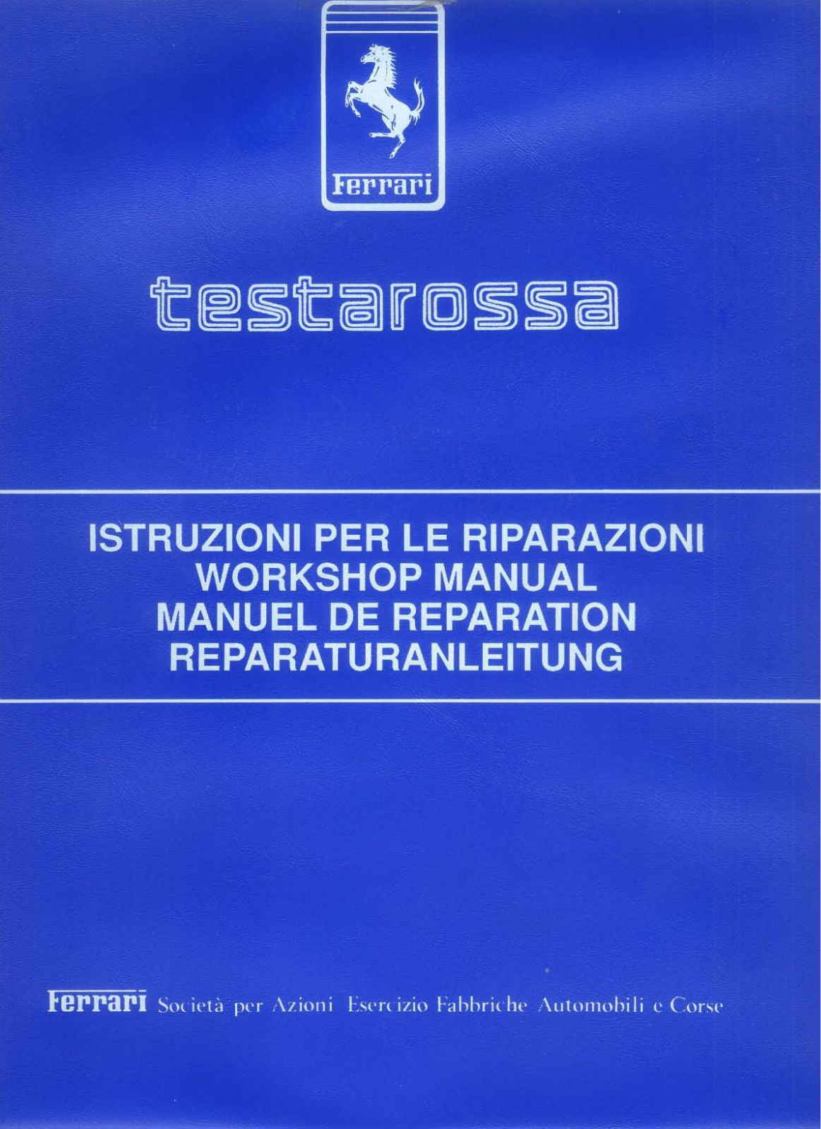 Ferrari Testarossa Workshop User Manual