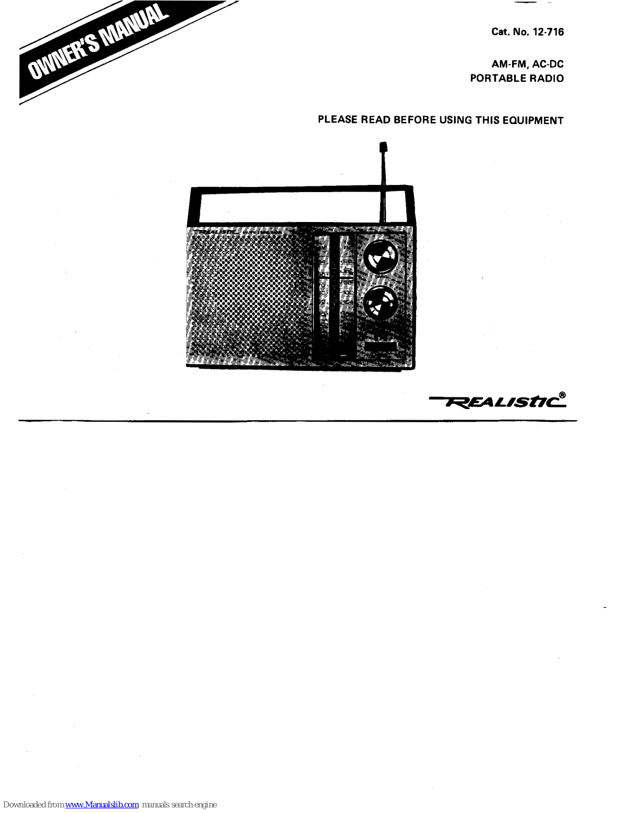 Realistic 12-716 Owner's Manual