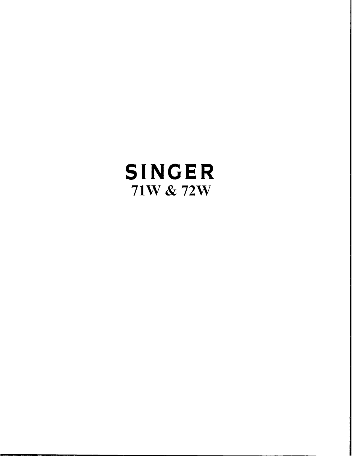 SINGER 71W, 72W Parts List