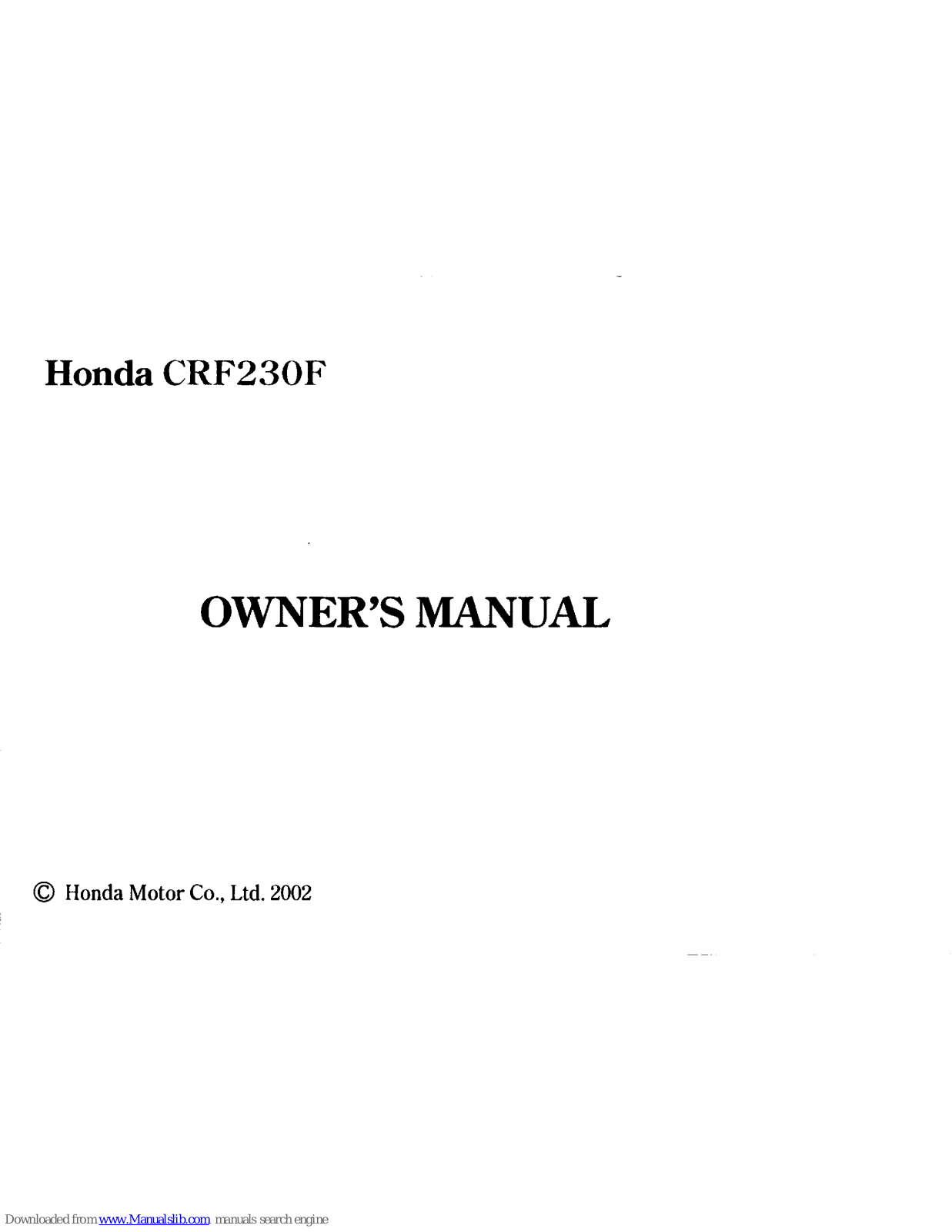 Honda CRF230F (2002) Owner's Manual