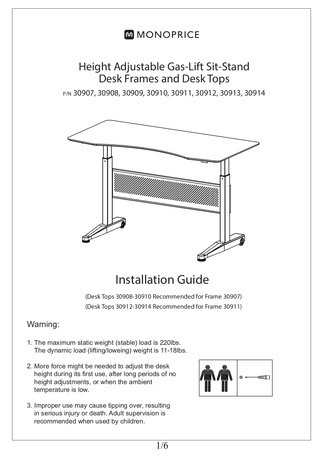 Monoprice 30907, 30908, 30911, 30912, 30909 Installation Manual