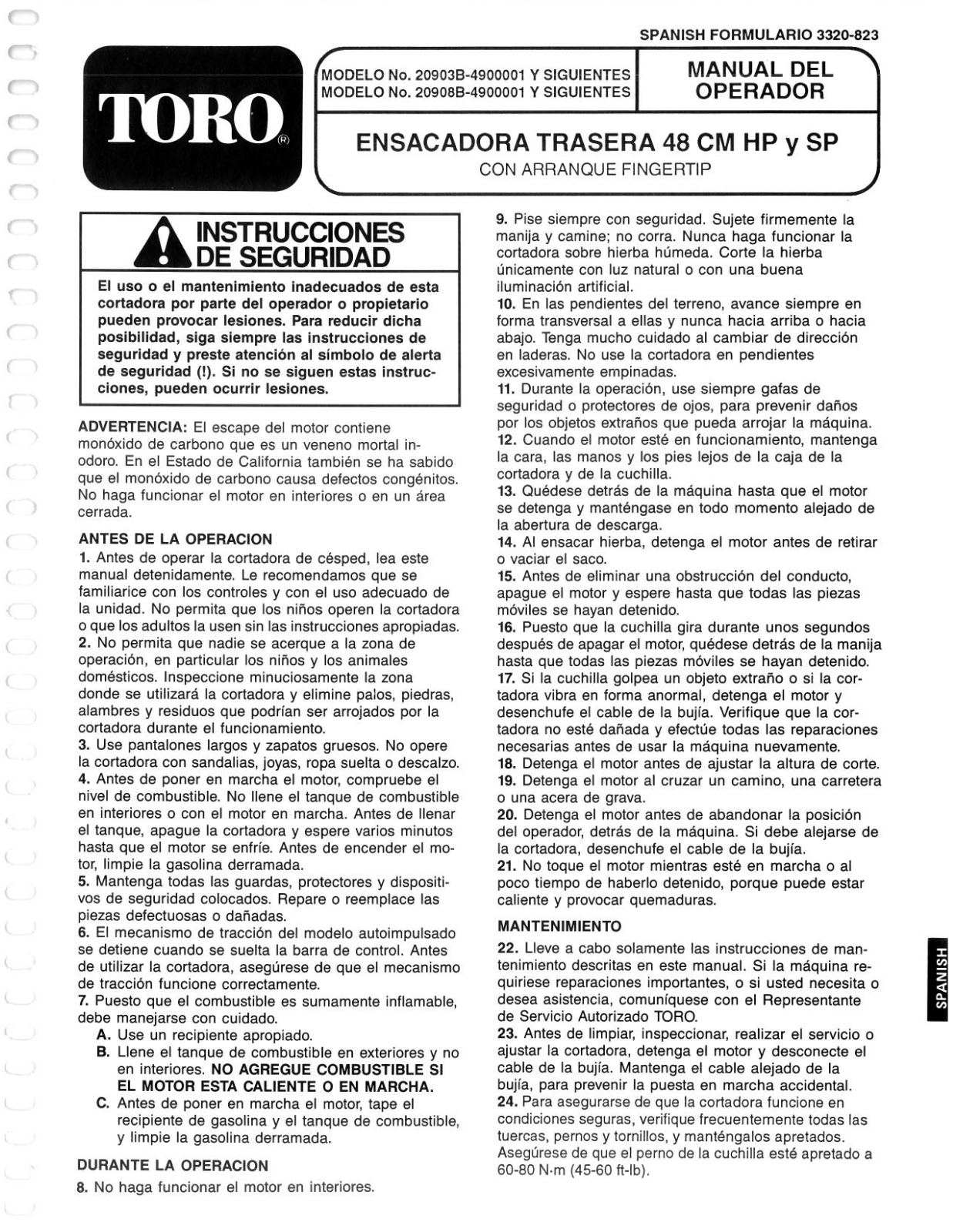 Toro 20903B Operator's Manual