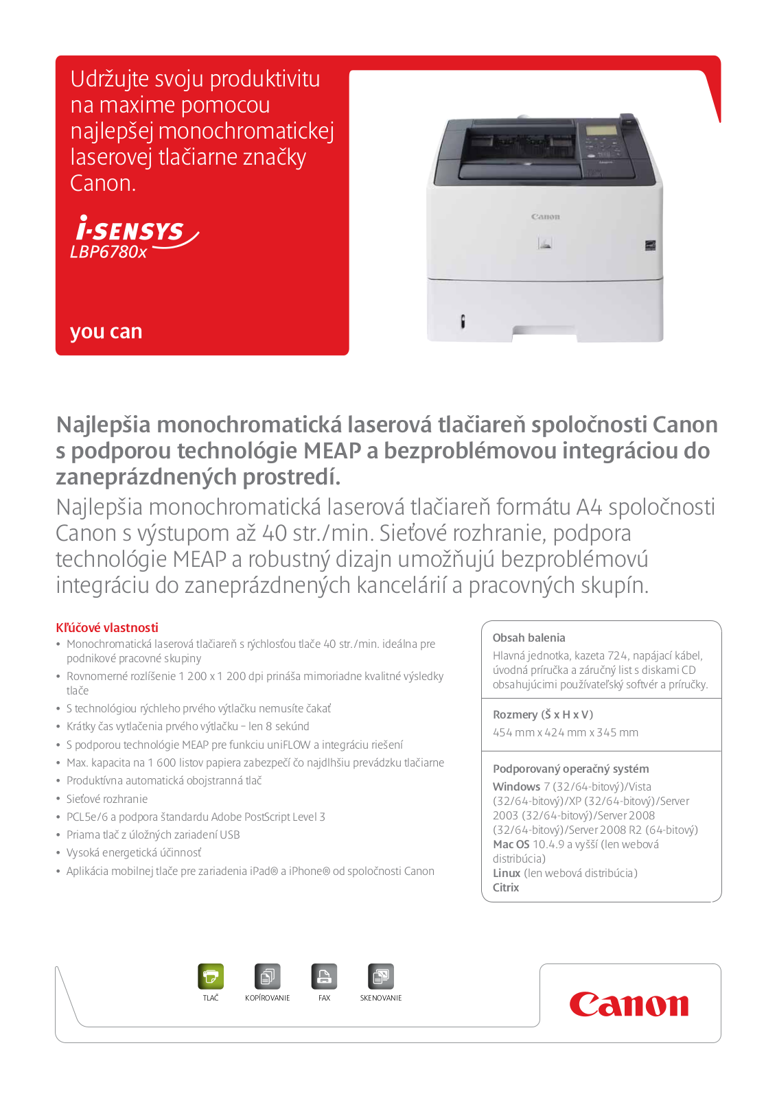 Canon I-SENSYS LBP6780X BROCHURE