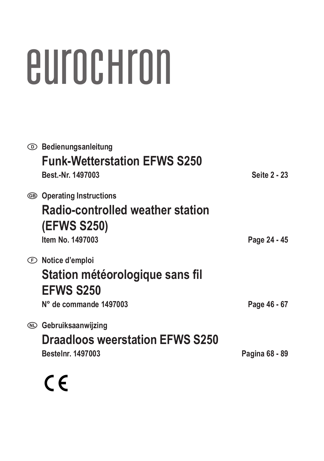 Eurochron EFWS S250 User manual