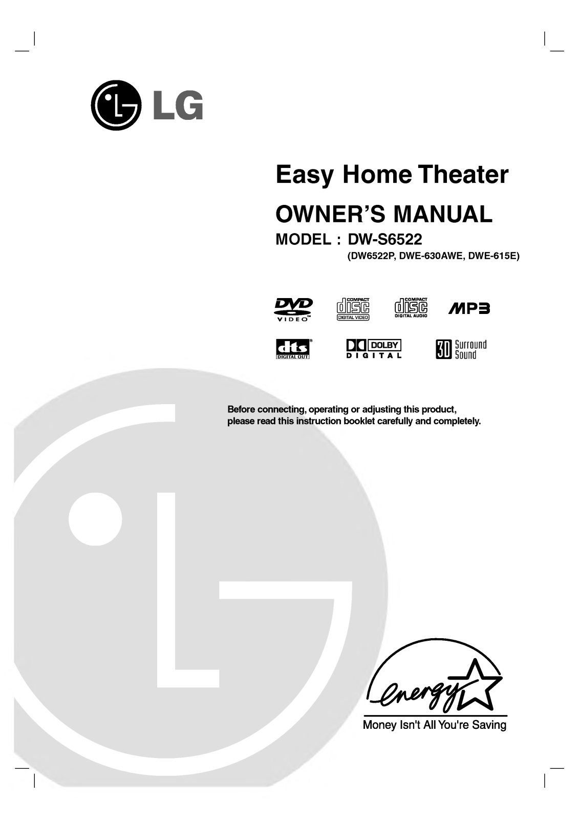 LG DW6522P User Manual