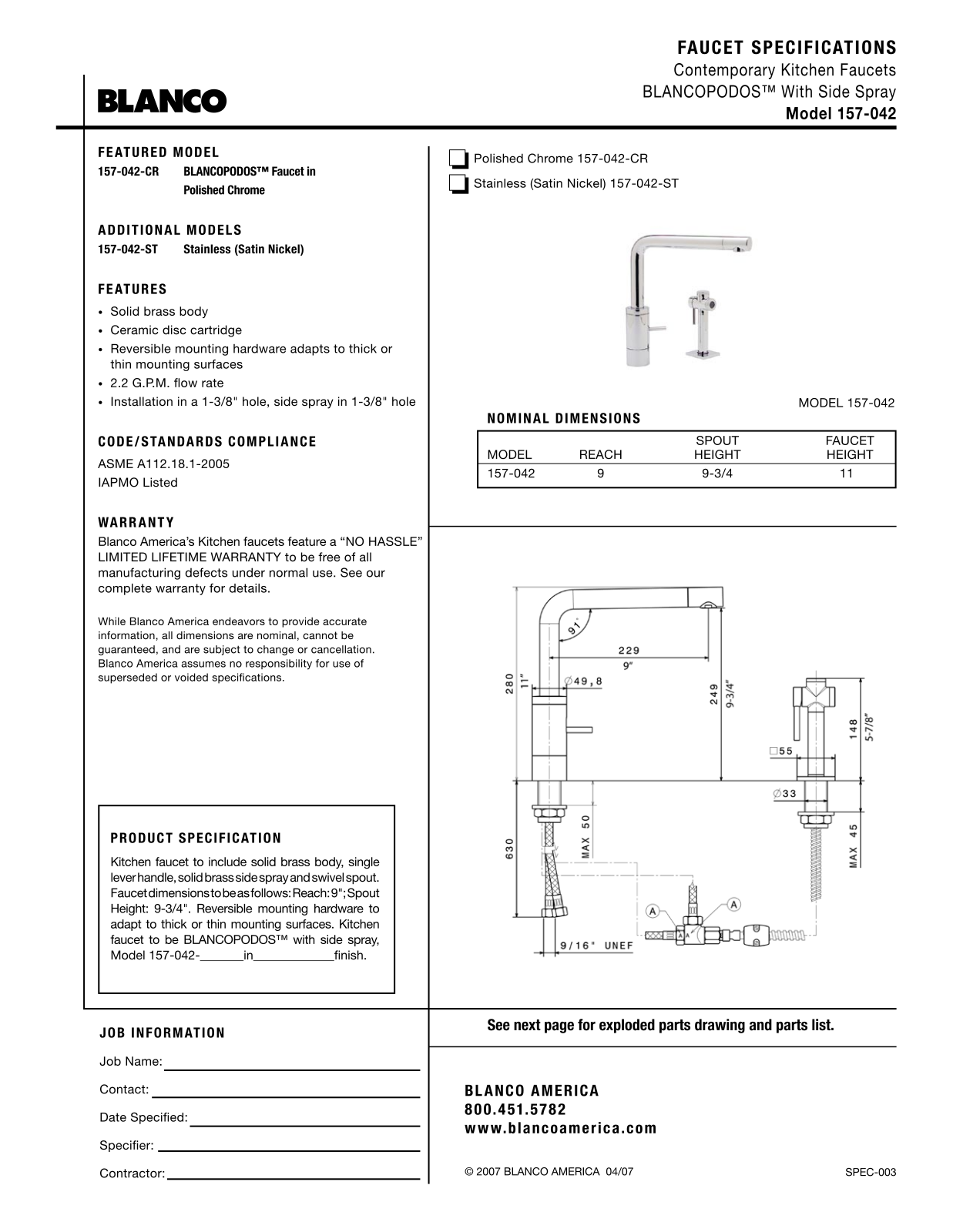 Blanco 157-042 User Manual