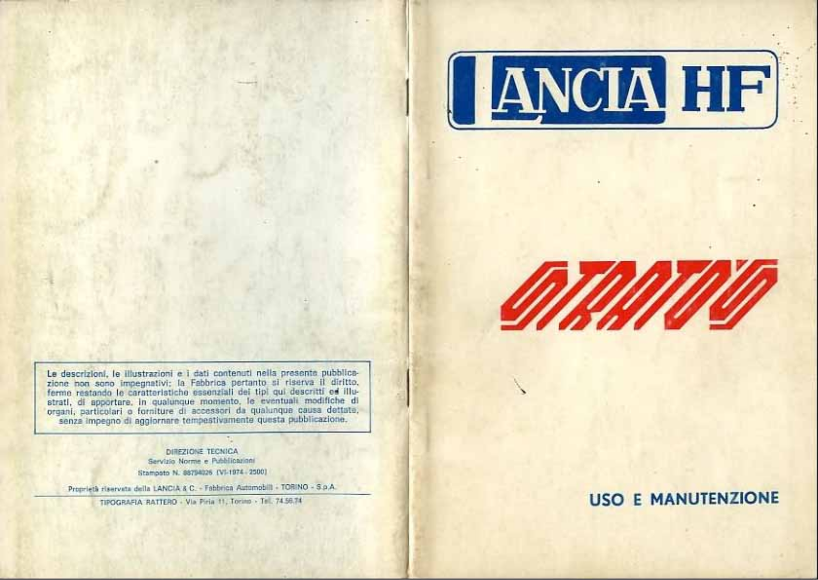 Lancia Stratos User Manual
