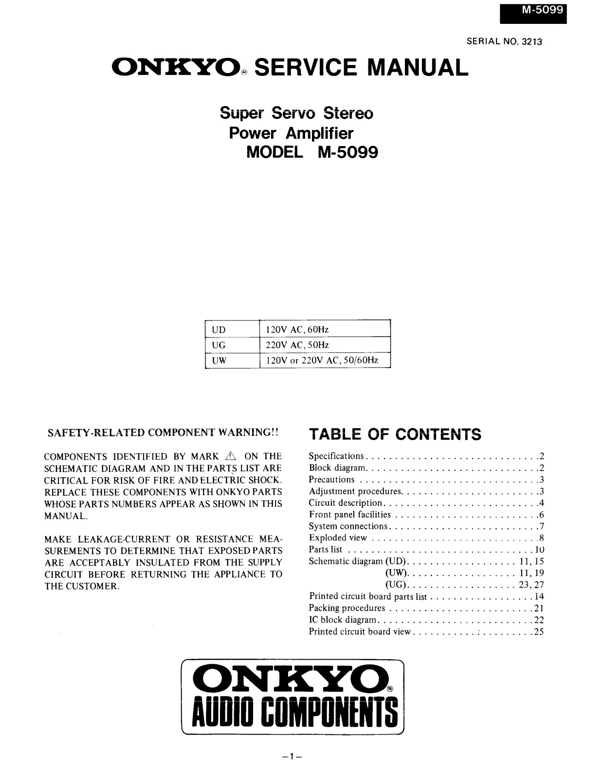 Onkyo M-5099 Service manual