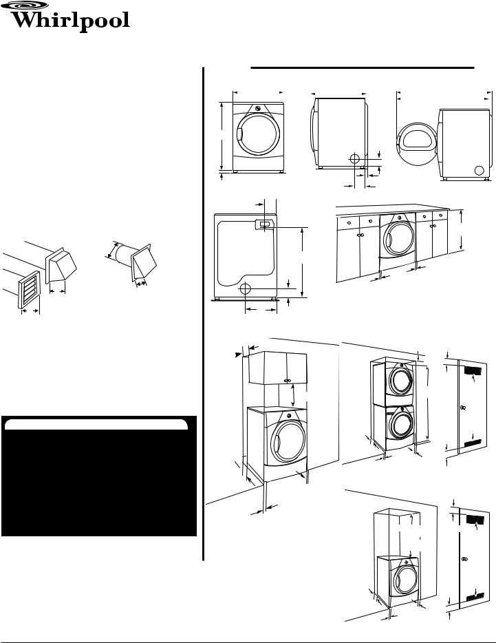 Whirlpool WED9150W, WED9250W, WED9050X, WED9270X Dimension Guide