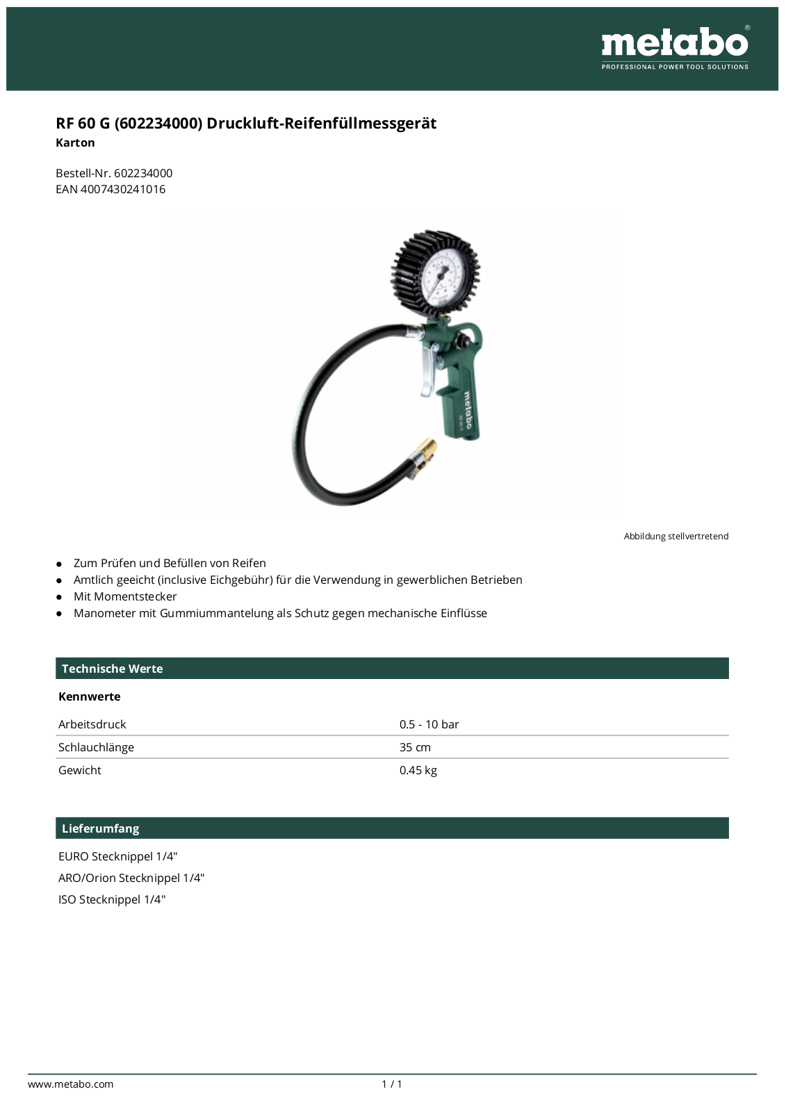 Metabo RF 60 G User Manual