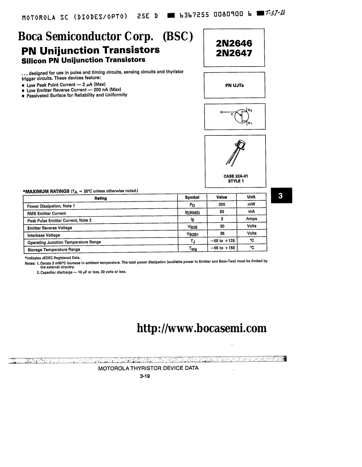 BOCA 2N2647, 2N2646 Datasheet