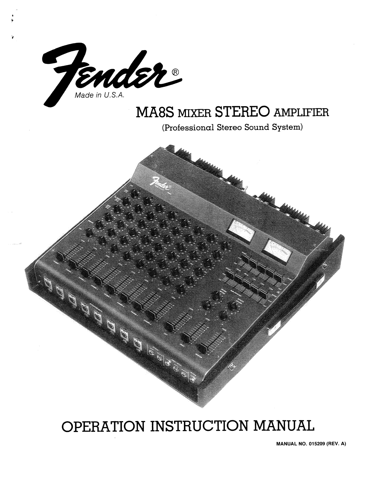 Fender MA8S Mixer Owner's Manual