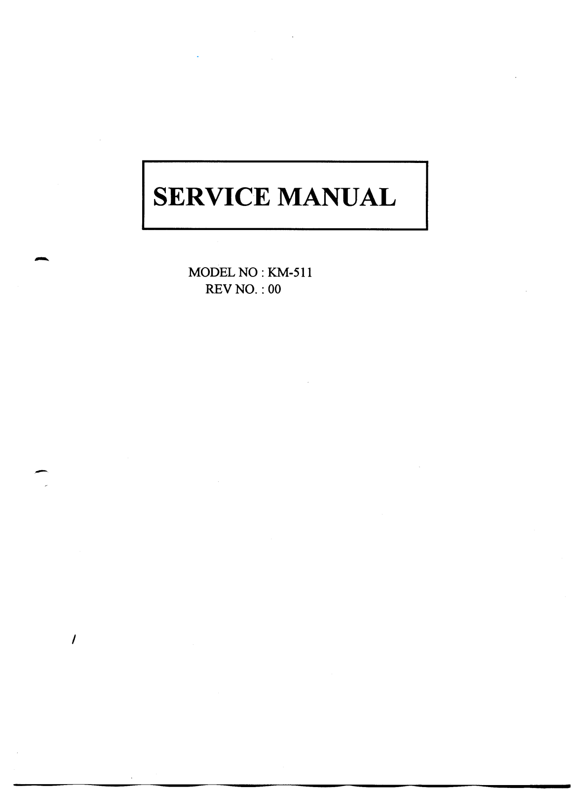 Sampo KM-511 Service Manual