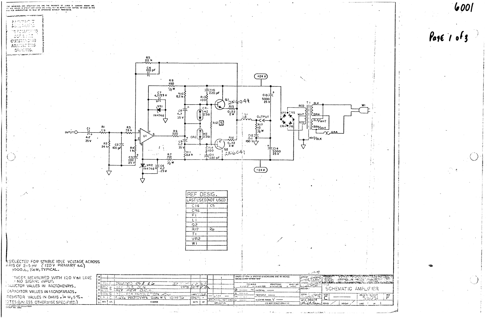 JBL 6001 Schematic