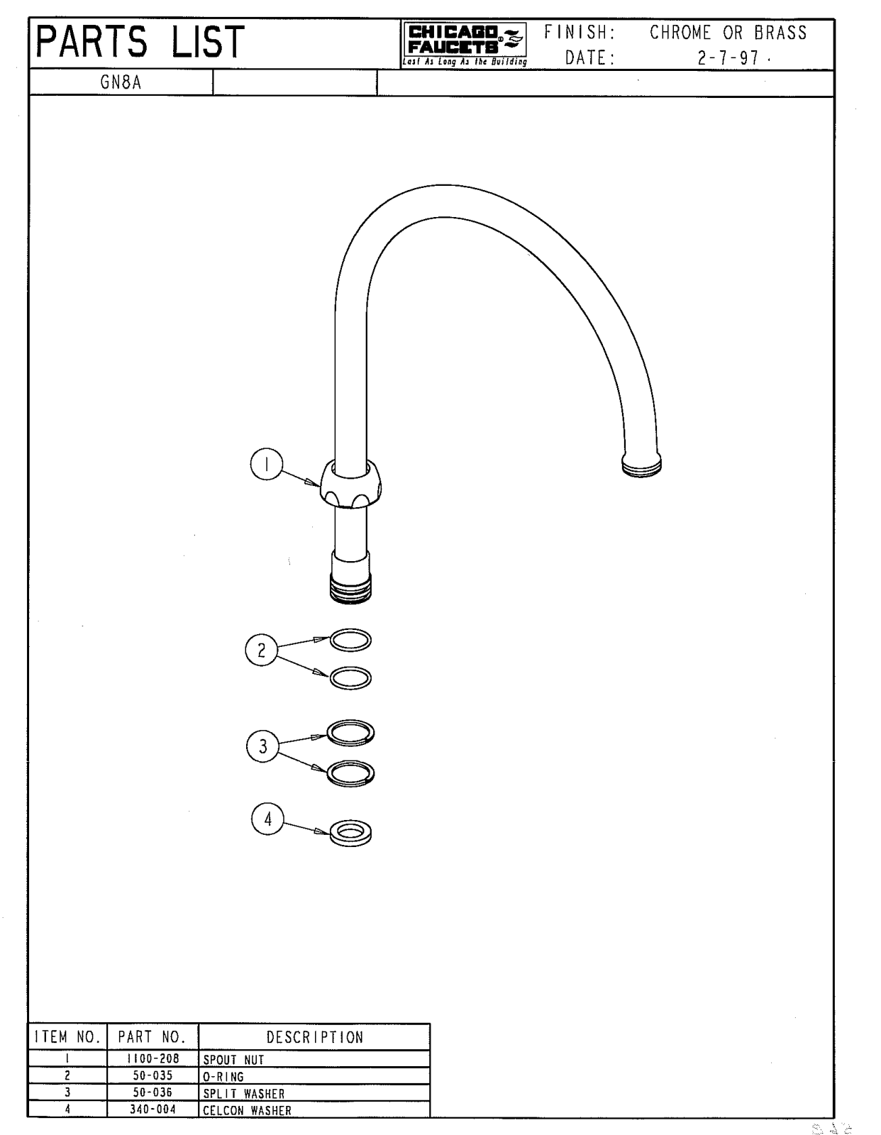 Chicago Faucet GN8AJK Parts List