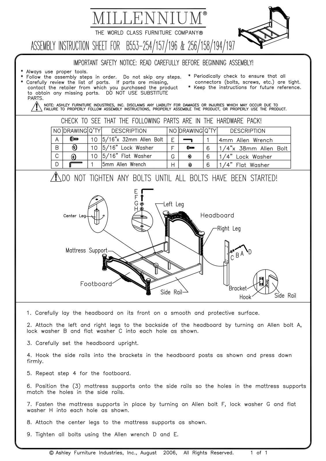 Millennium B553256158194 Assembly Guide