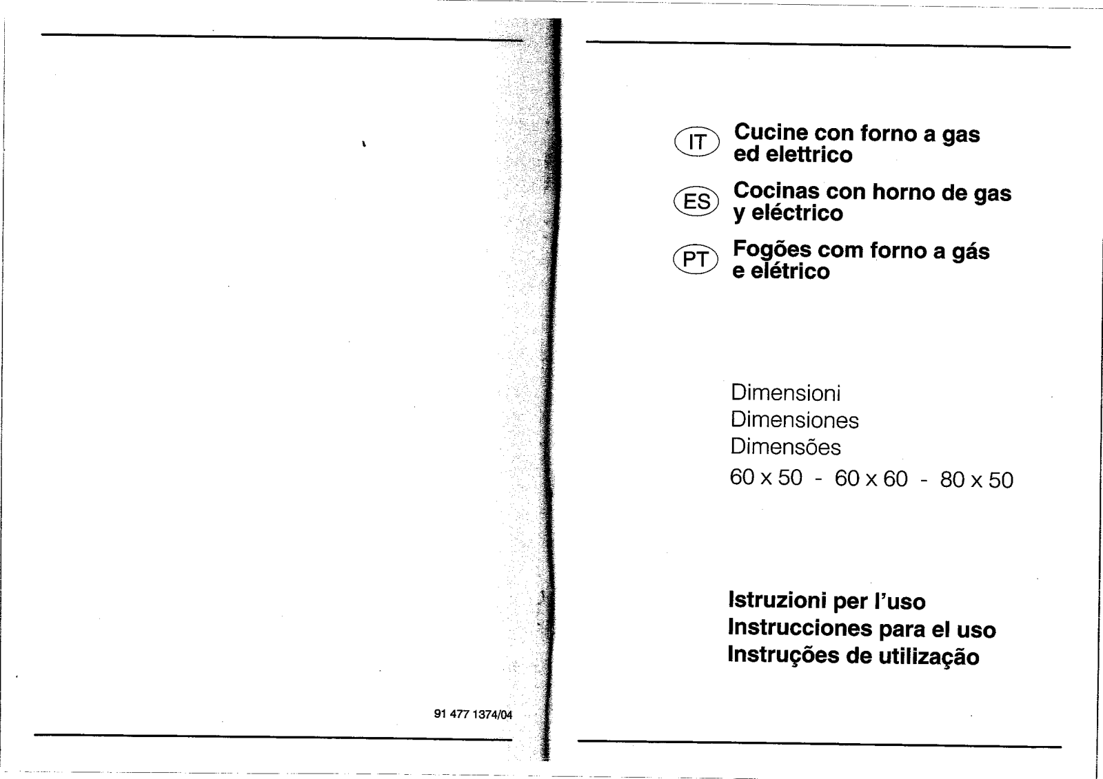 Smeg WB560/1V, W8537XV, CI65MF/A, CI54, S86XMFV/A User Manual