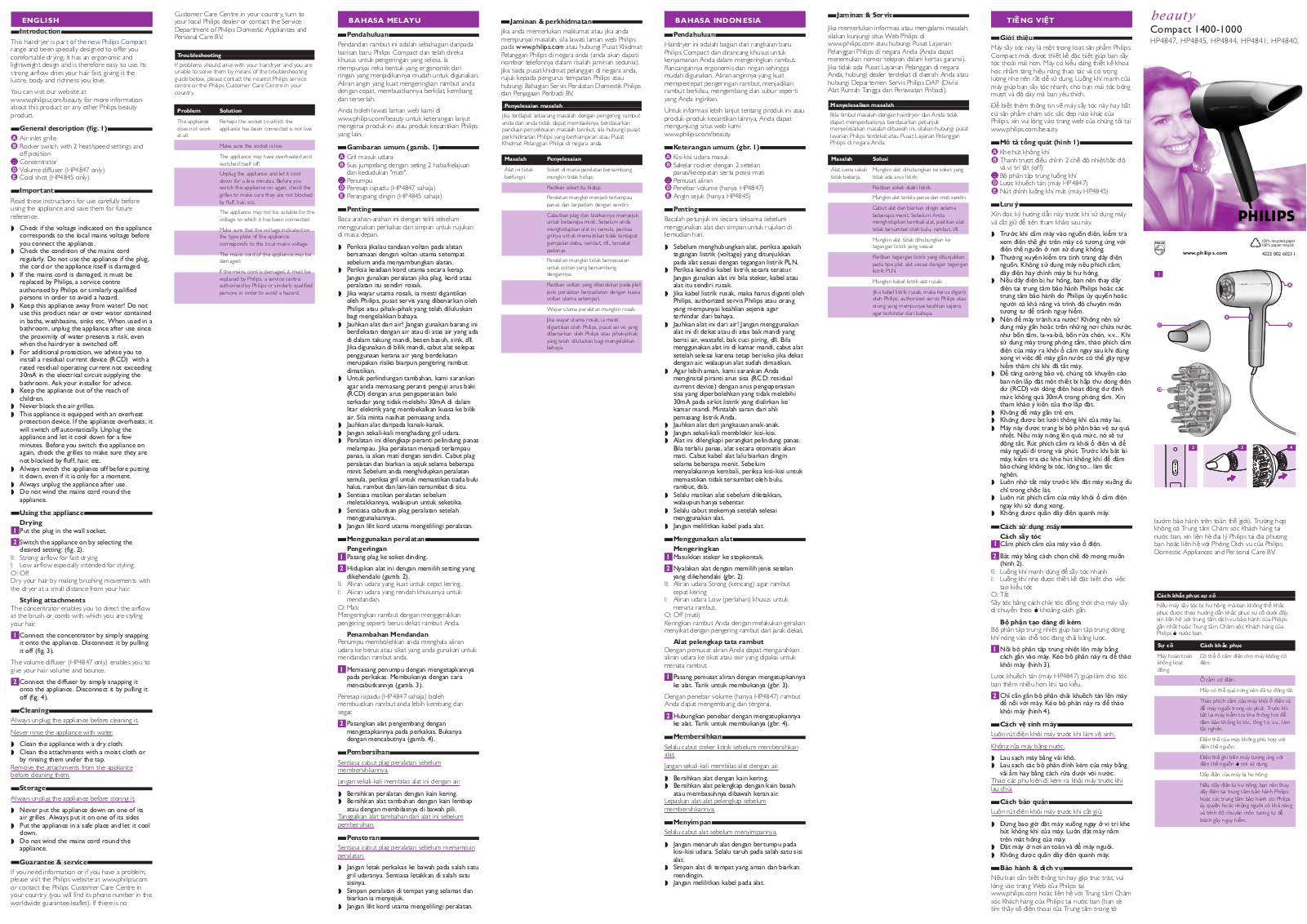 Philips HP4847, HP4845, HP4844, HP4841, HP4840 User Manual