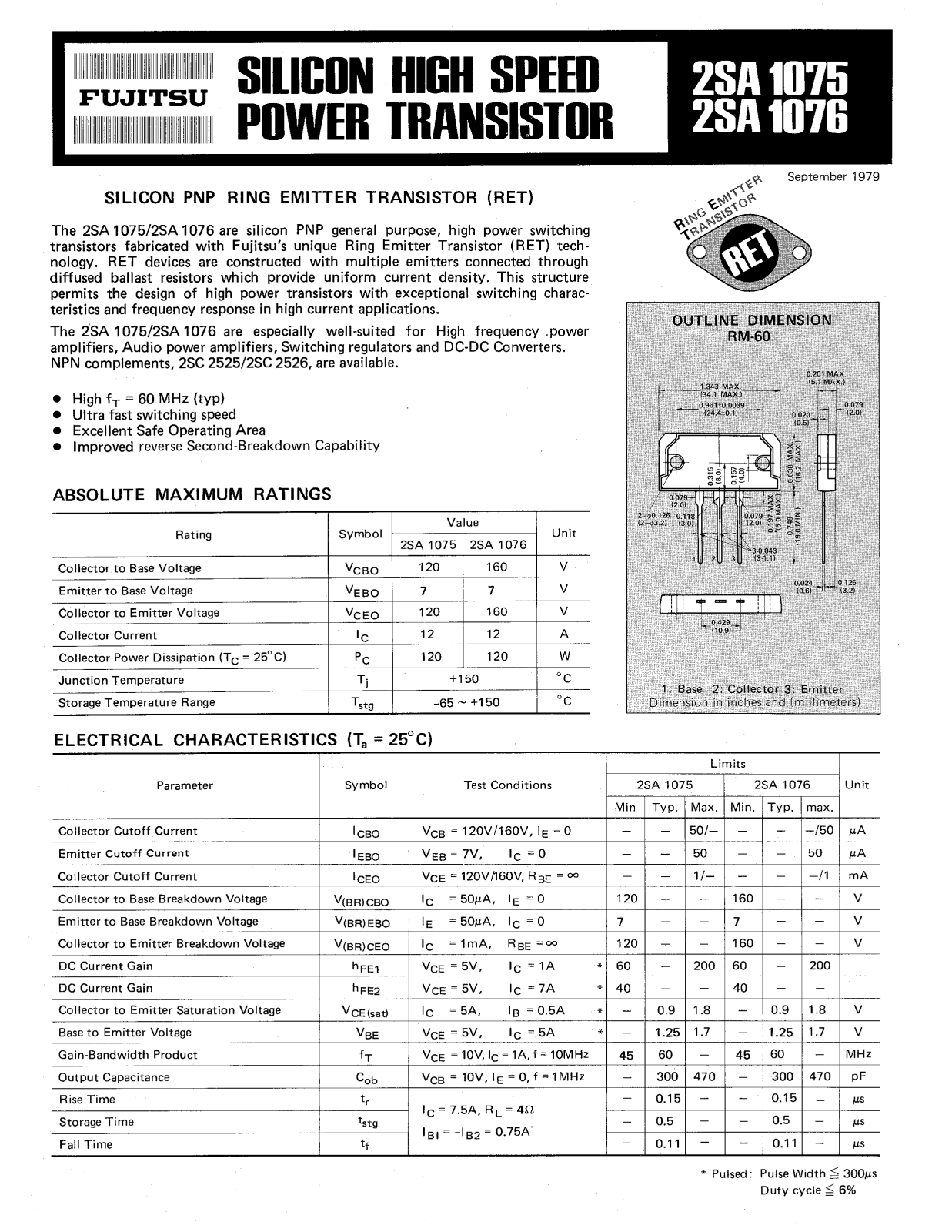 Datasheet 2SA1076 Specification - ManualMachine.com