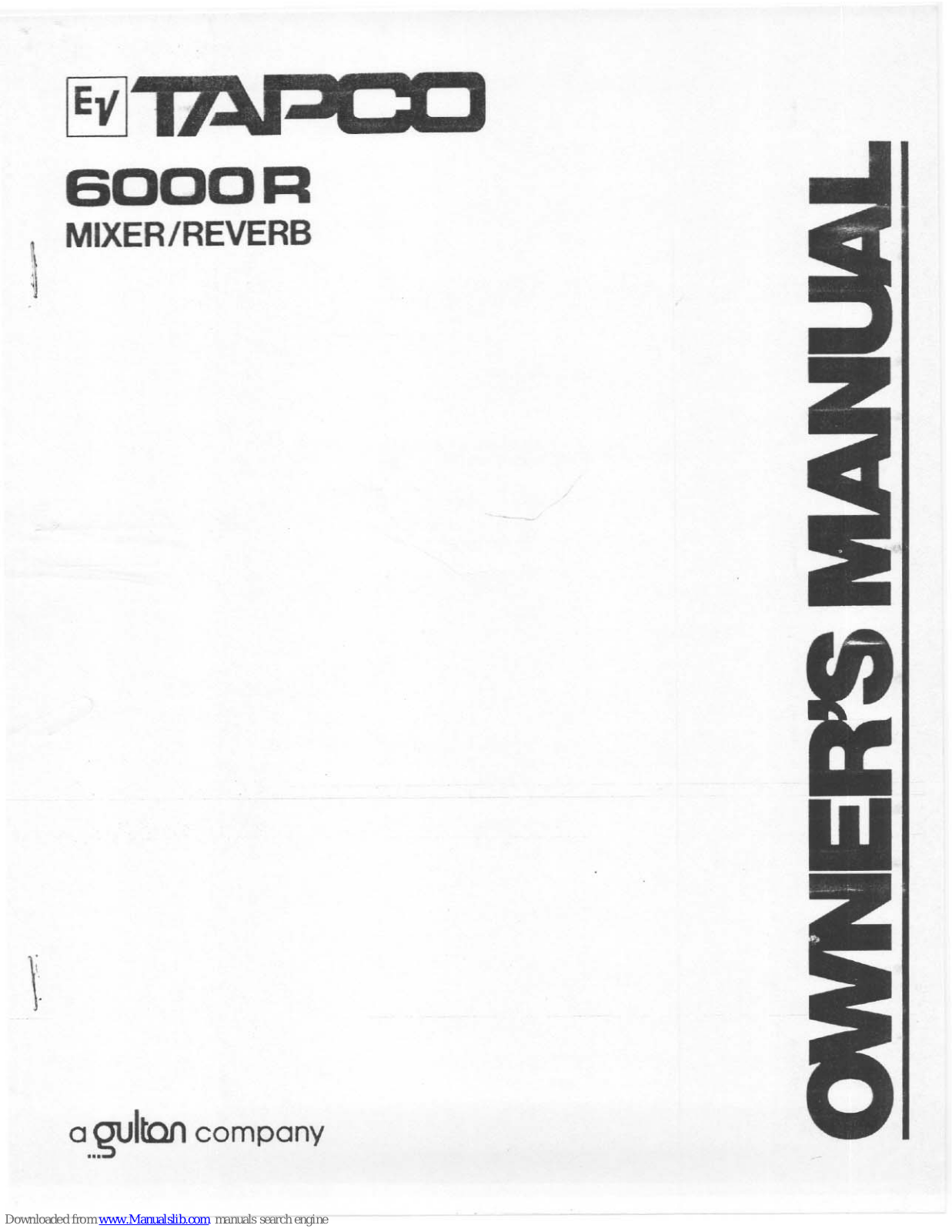 Tapco 6000R Owner's Manual