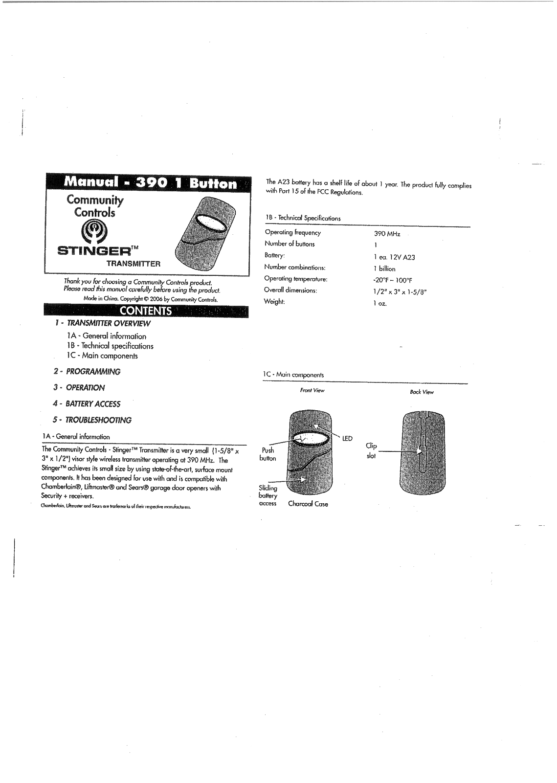 Controlled Entry Distributors 390LMPS1V User Manual