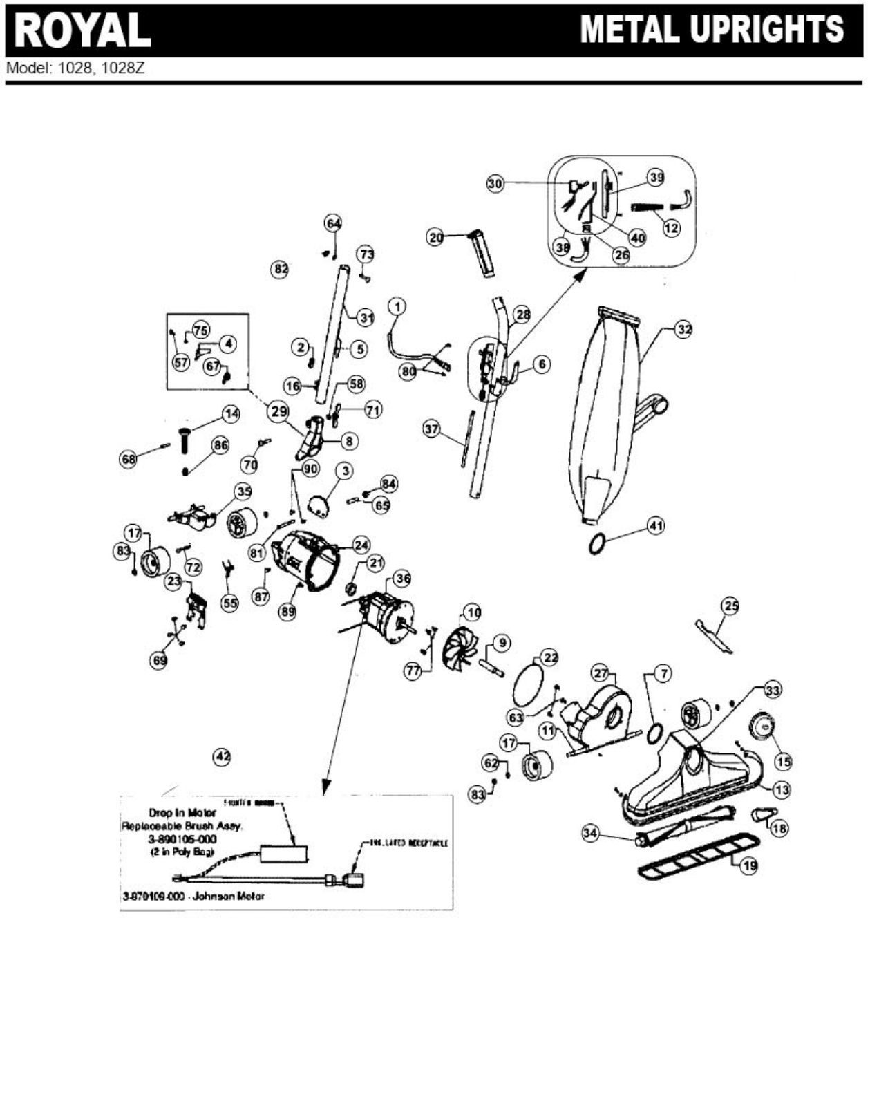 Royal 1028, 1028z Parts List