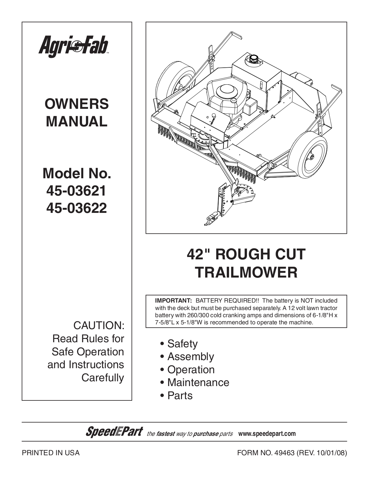 Agri-Fab 45-03622, 45-03621 User Manual