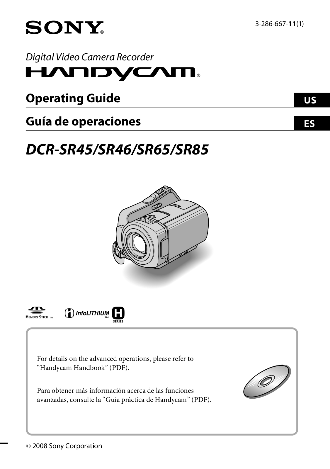 Sony DCR-SR45, DCR-SR46, DCR-SR65, DCR-SR85 Operating Instruction