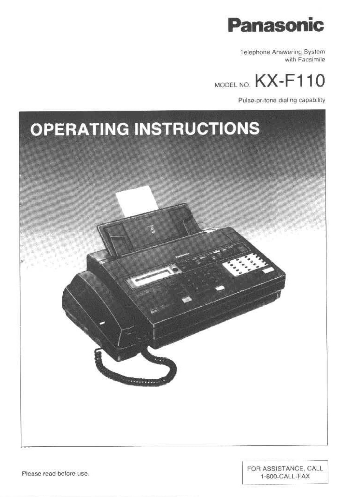 Panasonic KXF110 User Manual