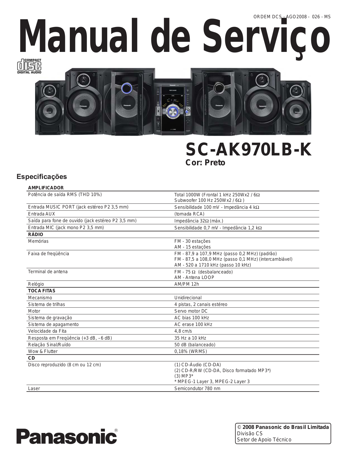 Panasonic SCAK-970-LBK Service manual