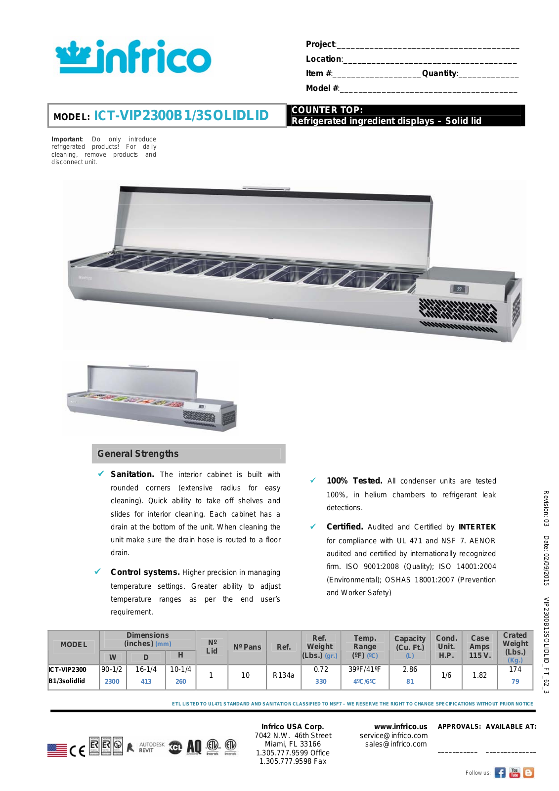 Infrico ICT-VIP2300B1-3SOLIDLID User Manual