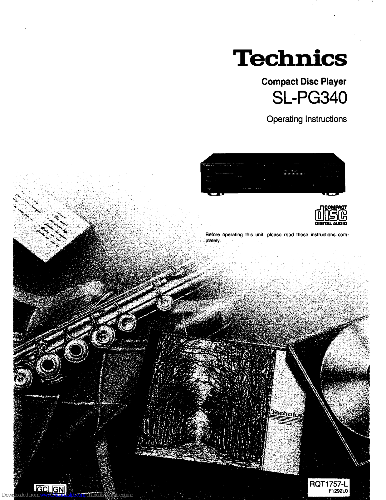 Technics S-PG340, SL-PG340 Operating Instructions Manual