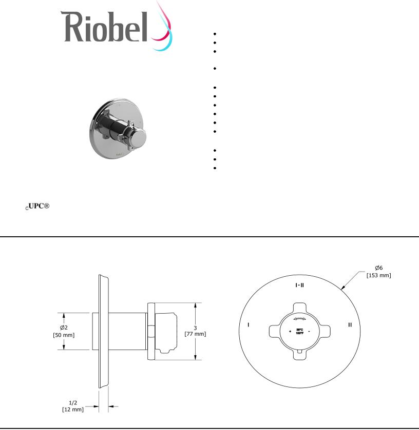 Riobel TMMRD23XBK, TMMRD23XBN, TMMRD23XBGBK, TMMRD23XBG Specifications