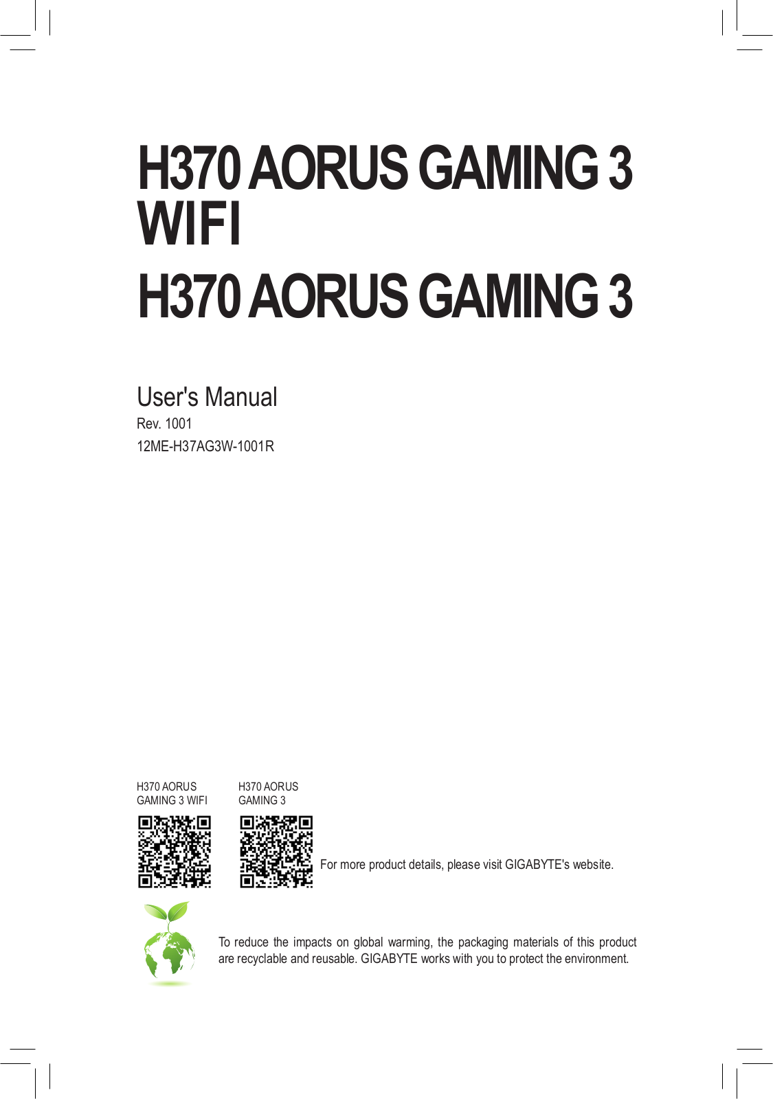 GIGABYTE H370 AORUS GAMING 3 Users guide