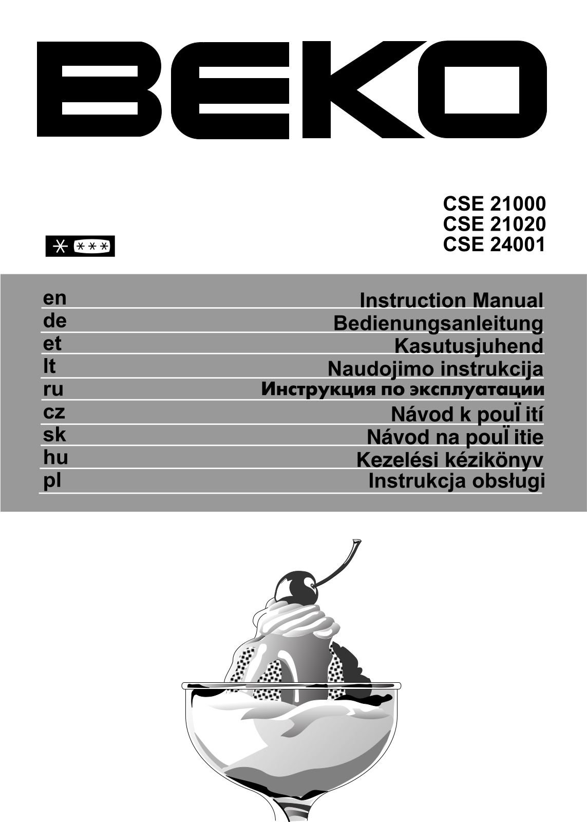 Beko CSE 24001, CSE 21000, CSE 21020 Manual