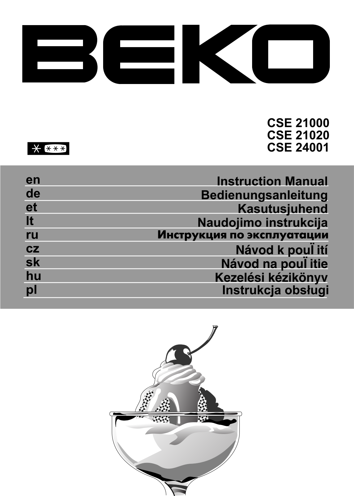 Beko CSE 24001, CSE 21000, CSE 21020 User Manual