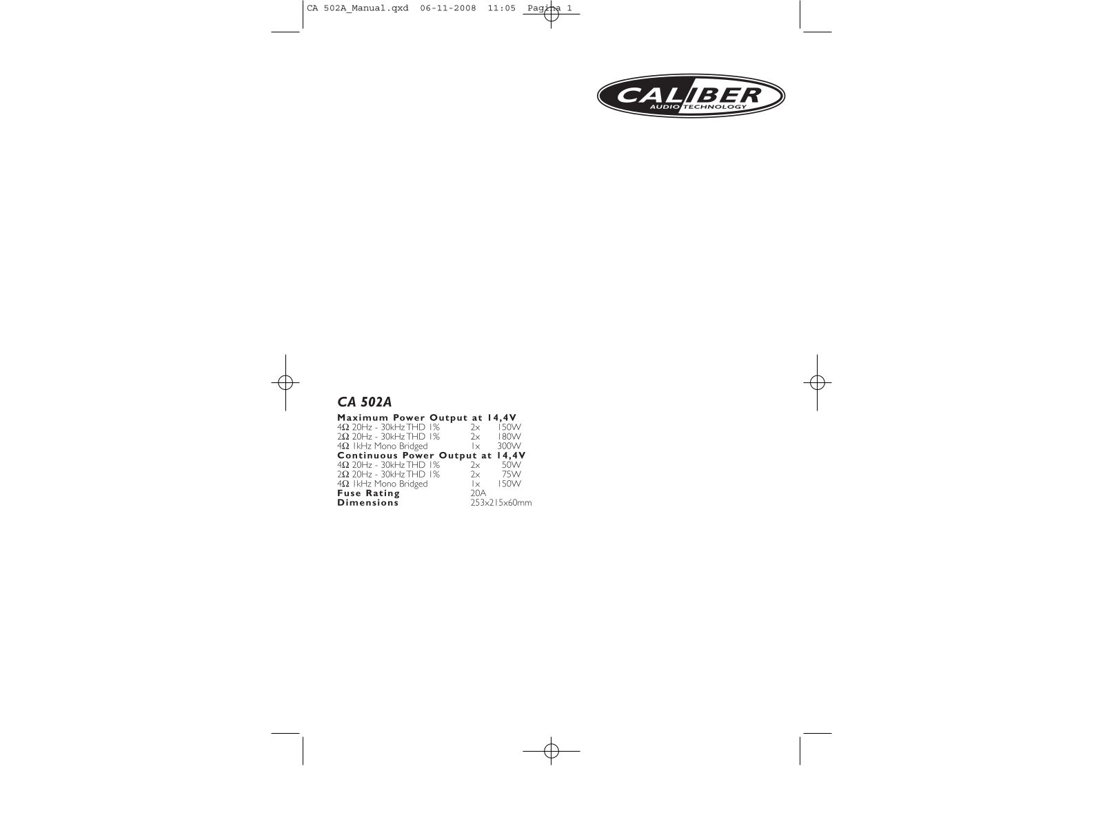 Caliber Audio Technology CA500A User Manual