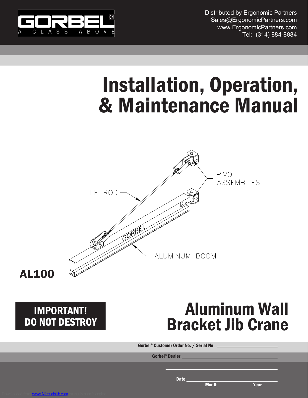 GORBEL AL100 Installation, Operation & Maintenance Manual - ManualMachine.com