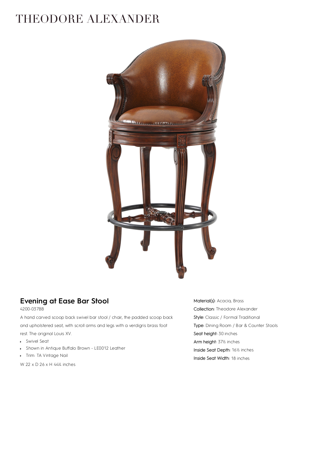 Theodore Alexander FPLJ1367 Specifications - ManualMachine.com